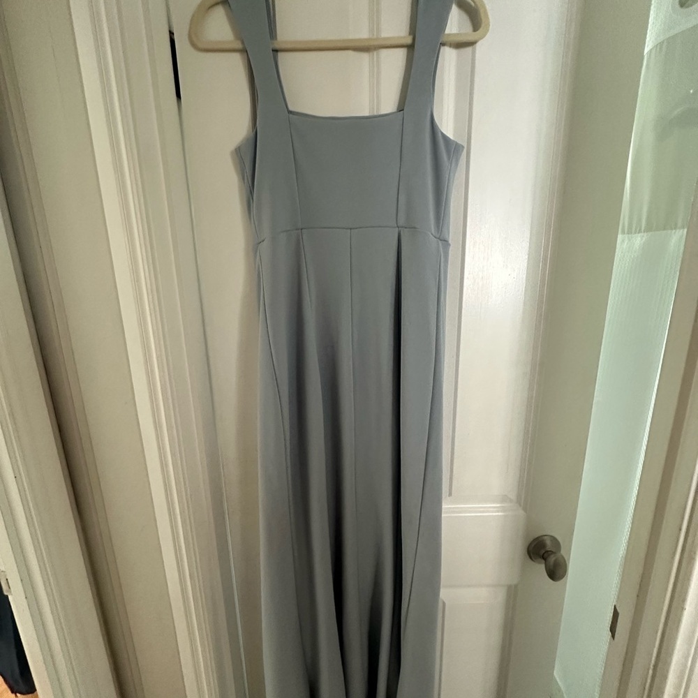 MuMu Paris Gown Steel Blue Stretch Bridesmaid Dress Sz Med - Picture 4 of 7